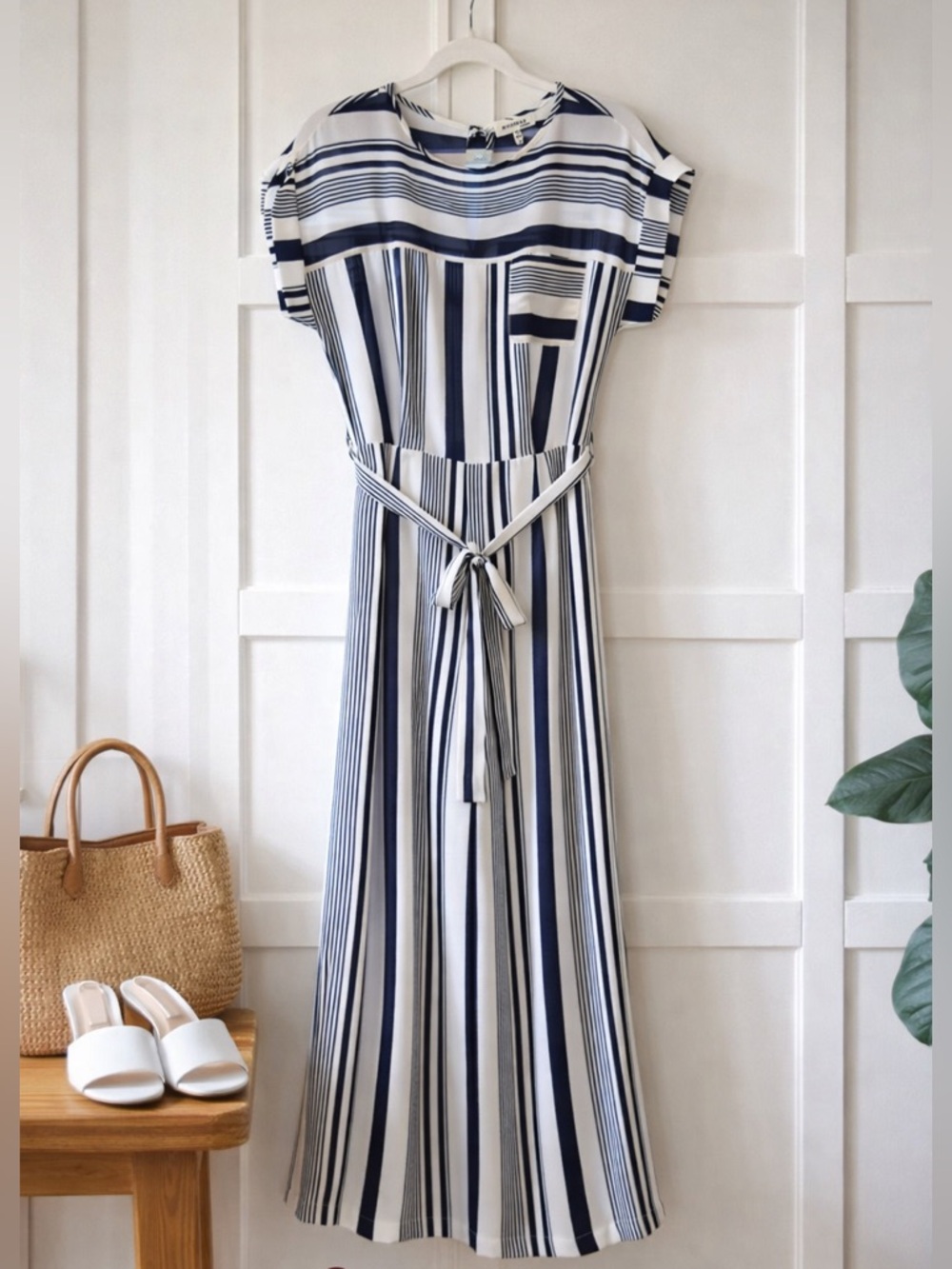 Monteau Striped Jumpsuit Size Large